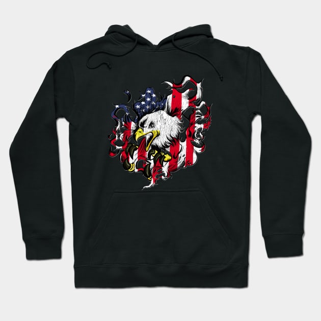 American Flag and Eagle USA Patriot Veteran Pride T Shirt Hoodie by GigibeanCreations